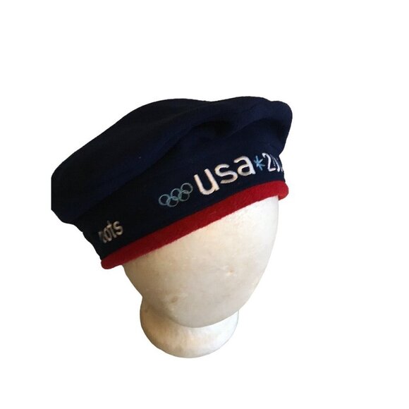2002 Roots USA Olympic Team Fleece Hat One Size Fits All Red White Blue - Picture 1 of 5